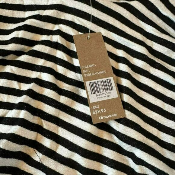 Buckle women's size large white and black striped hoodie with cinch front detail - Picture 5 of 7